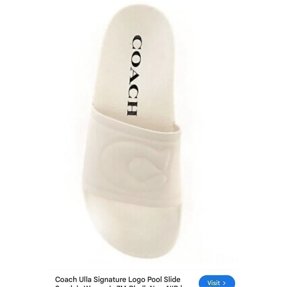 Size 9 coach white signature logo slides pool sport